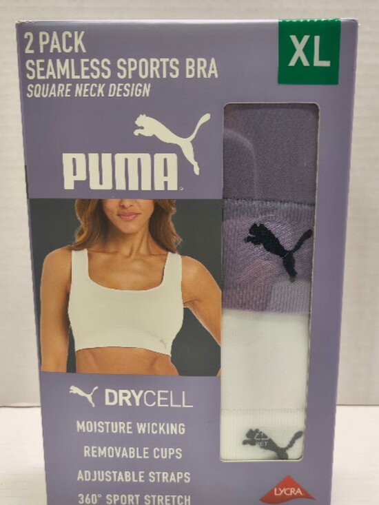 Puma Other - Puma 2 Pack Seamless Sports Bra Square Neck Design Women XL